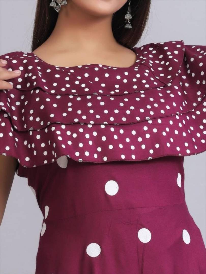 Stunning Magenta Rayon Printed Anarkali Kurta For Women